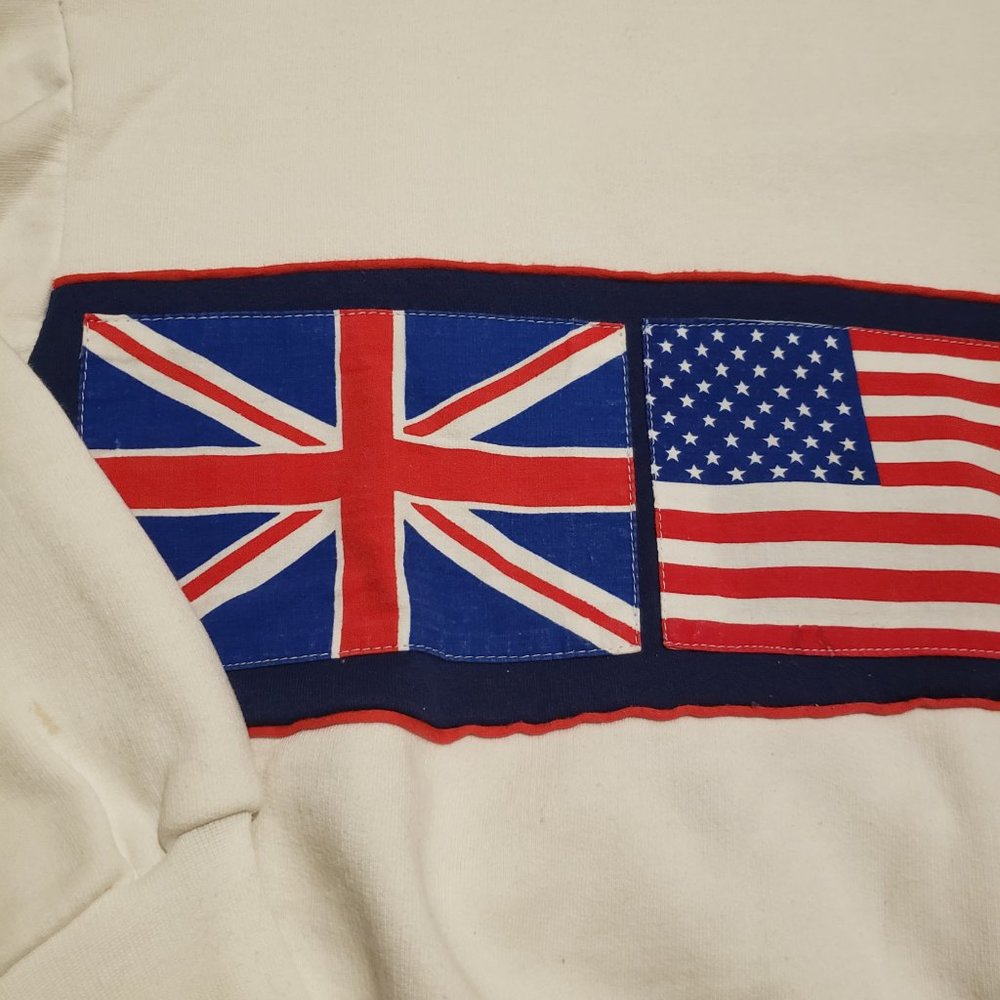 Vintage GABCO Flag Sweater White Red Blue Men's Large L Made in Australia Retro - Picture 3 of 14
